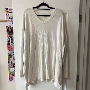 Woman Within Cream V-Neck Sweatshirt